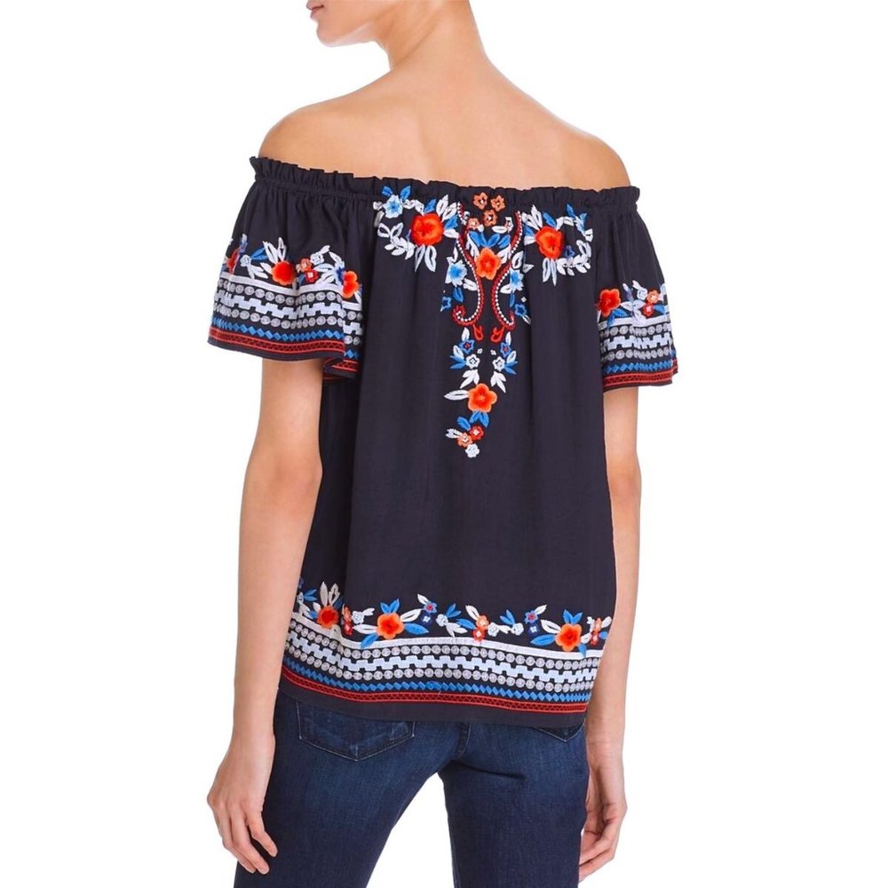 Parker Ariel Embroidered Off-The-Shoulder Casual Top - Picture 2 of 5